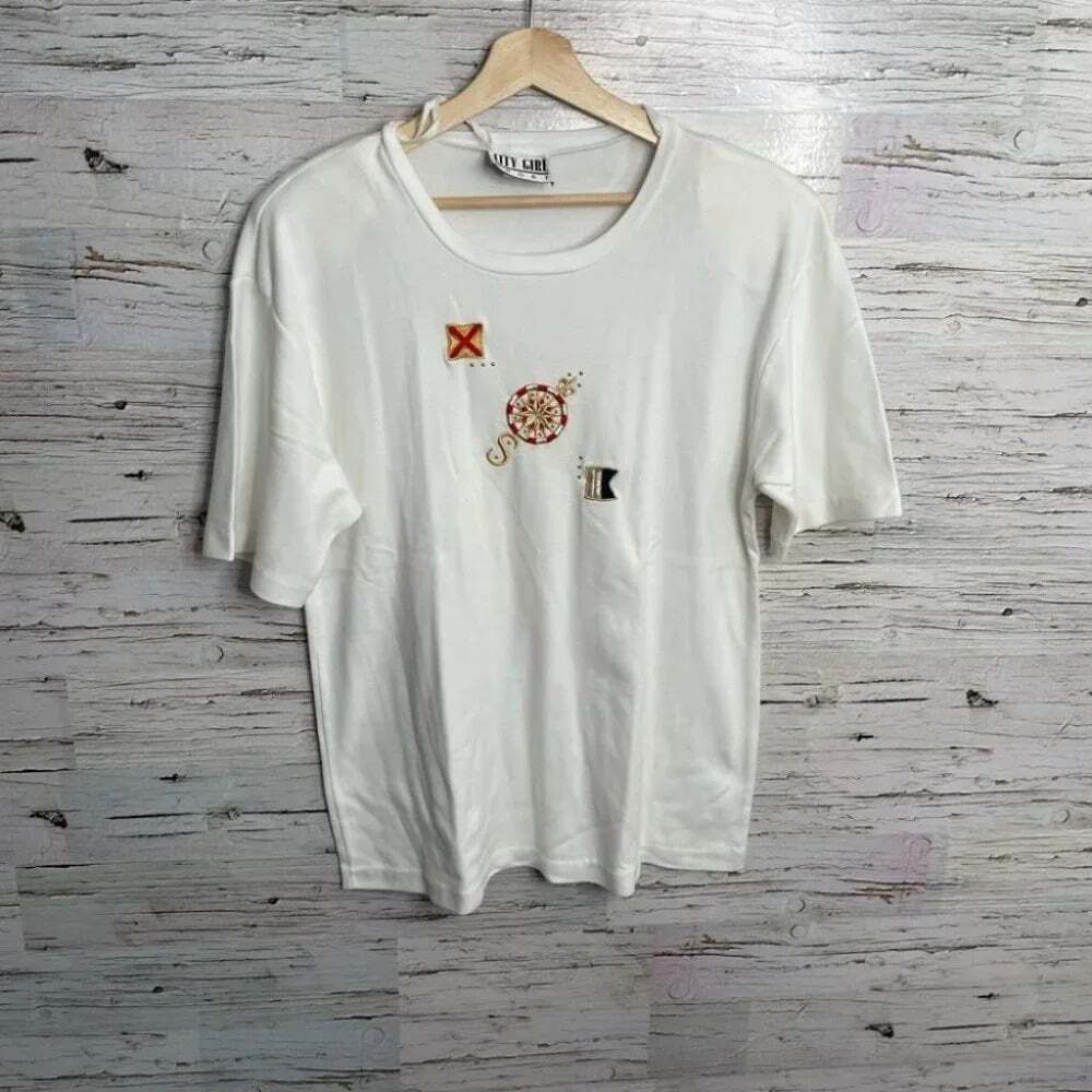 Vintage white tee shirt nautical large